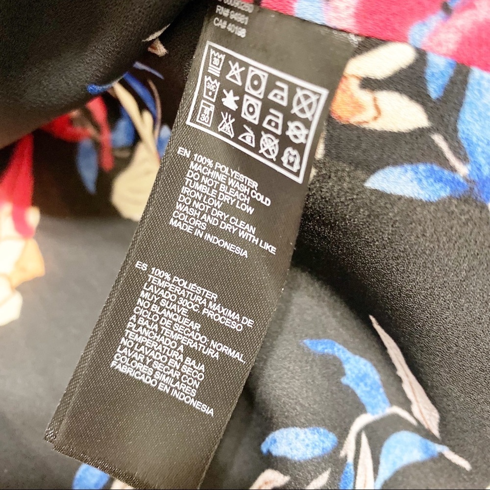 NEW Forever 21 Printed Floral Pink Blue Black Longline Duster Kimono S - Picture 6 of 6